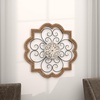 image:imageDeco 79 Wooden Scroll Home Wall Decor Carved Beading Wall Sculpture with Metal Accents Wall Art 27 x 1 x 27 Brown