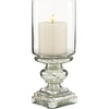 image:imageDeco 79 Glass Handmade Turned Style Pillar Hurricane Lamp with Faux Mercury Glass Finish 6 x 6 x 16 Silver