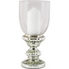 image:imageDeco 79 Glass Handmade Turned Style Pillar Hurricane Lamp with Faux Mercury Glass finish 7 x 7 x 14 Silver