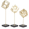 image:imageCosmoLiving by Cosmopolitan Marble Geometric Decorative Sculpture Home Decor Statues with Marble Base Set of 3 Accent Figurines 19 16 13H GoldGold