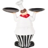 image:imageDeco 79 Polystone Chef Decorative Sculpture Kitchen Decorative Figurine Home Decor Statue with Black Trays Accent Figurine 14 x 6 x 16 WhiteWhite
