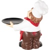 image:imageDeco 79 Polystone Chef Decorative Sculpture Kitchen Decorative Figurine Home Decor Statue with Black Trays Accent Figurine 14 x 6 x 16 WhiteWhite