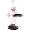 image:imageDeco 79 Polystone Chef Decorative Sculpture Kitchen Decorative Figurine Home Decor Statue with Black Trays Accent Figurine 14 x 6 x 16 WhiteWhite