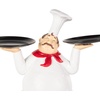 image:imageDeco 79 Polystone Chef Decorative Sculpture Kitchen Decorative Figurine Home Decor Statue with Black Trays Accent Figurine 14 x 6 x 16 WhiteWhite