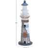 image:imageDeco 79 Wood Light House Decorative Sculpture Home Decor Statue with Netting Accent Figurine 6 x 6 x 16 Blue