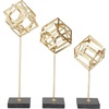 image:imageCosmoLiving by Cosmopolitan Marble Geometric Decorative Sculpture Home Decor Statues with Marble Base Set of 3 Accent Figurines 19 16 13H GoldGold