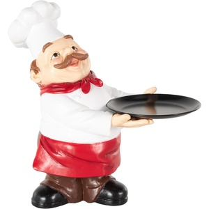 image:imageDeco 79 Polystone Chef Decorative Sculpture Kitchen Decorative Figurine Home Decor Statue with Black Trays Accent Figurine 14 x 6 x 16 WhiteWhite