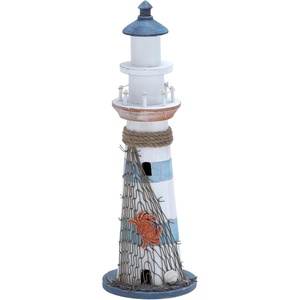 image:imageDeco 79 Wood Light House Decorative Sculpture Home Decor Statue with Netting Accent Figurine 6 x 6 x 16 Blue
