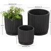 image:imageDeco 79 Ceramic Indoor Outdoor Planter Ribbed Small Planter Pot with Attached Saucer Set of 3 Planters 875 H Black
