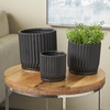 image:imageDeco 79 Ceramic Indoor Outdoor Planter Ribbed Small Planter Pot with Attached Saucer Set of 3 Planters 875 H Black