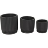 image:imageDeco 79 Ceramic Indoor Outdoor Planter Ribbed Small Planter Pot with Attached Saucer Set of 3 Planters 875 H Black