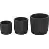 image:imageDeco 79 Ceramic Indoor Outdoor Planter Ribbed Small Planter Pot with Attached Saucer Set of 3 Planters 875 H Black