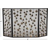 image:imageDeco 79 Metal Floral Foldable Mesh Netting 3 Panel Fireplace Screen with 3D Floral on Vines 56 x 1 x 32 Gold
