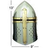 image:imageDeco 79 Metal Medieval Knight Crusader Helmet 9 x 9 x 13 Silver  Decorative Mask Replica Medieval Knight Crusader Home Decor Statue Armor Helmet ArmorSilver