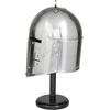 image:imageDeco 79 Metal Medieval Knight Crusader Helmet with Black Wood Stand 9 x 10 x 18 Silver