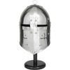 image:imageDeco 79 Metal Medieval Knight Crusader Helmet with Black Wood Stand 9 x 10 x 18 Silver