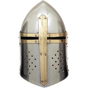 image:imageDeco 79 Metal Medieval Knight Crusader Helmet 9 x 9 x 13 Silver  Decorative Mask Replica Medieval Knight Crusader Home Decor Statue Armor Helmet ArmorSilver