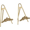 image:imageDeco 79 Metal Display Easel Arched Foldable Tabletop Easel with Vine Emblem Set of 2 Display Stand 8W 12H Gold