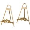 image:imageDeco 79 Metal Display Easel Arched Foldable Tabletop Easel with Vine Emblem Set of 2 Display Stand 8W 12H Gold