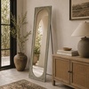 image:imageDeco 79 Wood Floral Floor Mirror Mirror 20 x 24 x 70 Green  Room Floral Embossed Entryway Mirror With Black Metal Foldable Stand Free Standing Mirror