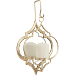 image:imageCosmoLiving by Cosmopolitan Metal Geometric Wall Hanging Pillar Wall Sconce 10 x 4 x 16 GoldGold