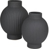 image:imageCosmoLiving by Cosmopolitan Ceramic Decorative Vase Ribbed Centerpiece Vases Set of 2 Flower Vases for Home Decoration 11 9H BlackBlack