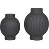 image:imageCosmoLiving by Cosmopolitan Ceramic Decorative Vase Ribbed Centerpiece Vases Set of 2 Flower Vases for Home Decoration 11 9H BlackBlack