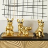 image:imageCosmoLiving by Cosmopolitan Porcelain Ceramic Bulldog Decorative Sculpture Home Decor Statues with Sunglasses Set of 3 Accent Figurines 6W 10H Gold