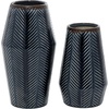 image:imageDeco 79 Ceramic Handmade Decorative Vase Chevron Centerpiece Vases Set of 2 Flower Vases for Home Decoration 11 8H Dark BlueDark Blue