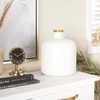 image:imageDeco 79 Glass Decorative Vase Centerpiece Vase with Gold Rim Flower Vase for Home Decoration 10 x 10 x 12 White