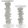 image:imageDeco 79 Glass Handmade Decorative Candle Holder Stacked Stone Candle Stand Set of 2 Candlestick Holder 11 9 H ClearClear