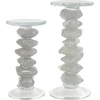 image:imageDeco 79 Glass Handmade Decorative Candle Holder Stacked Stone Candle Stand Set of 2 Candlestick Holder 11 9 H ClearClear