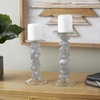 image:imageDeco 79 Glass Handmade Decorative Candle Holder Stacked Stone Candle Stand Set of 2 Candlestick Holder 11 9 H ClearClear