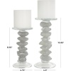 image:imageDeco 79 Glass Handmade Decorative Candle Holder Stacked Stone Candle Stand Set of 2 Candlestick Holder 11 9 H ClearClear