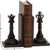image:imageDeco 79 Polystone Chess Decorative Bookends Non Skid Bookends with King and Queen Set of 2 Office Bookends5W 8H Black