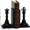 image:imageDeco 79 Polystone Chess Decorative Bookends Non Skid Bookends with King and Queen Set of 2 Office Bookends5W 8H Black