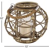 image:imageDeco 79 Round Brown Woven Rattan Lantern with Burlap Jute Rope Handle and Glass Insert 13 x 105Brown