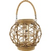 image:imageDeco 79 Round Brown Woven Rattan Lantern with Burlap Jute Rope Handle and Glass Insert 13 x 105Brown