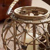 image:imageDeco 79 Round Brown Woven Rattan Lantern with Burlap Jute Rope Handle and Glass Insert 13 x 105Brown