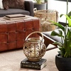 image:imageDeco 79 Round Brown Woven Rattan Lantern with Burlap Jute Rope Handle and Glass Insert 13 x 105Brown