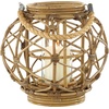 image:imageDeco 79 Round Brown Woven Rattan Lantern with Burlap Jute Rope Handle and Glass Insert 13 x 105Brown