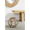 image:imageDeco 79 Round Brown Woven Rattan Lantern with Burlap Jute Rope Handle and Glass Insert 13 x 105Brown