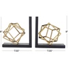 image:imageDeco 79 Stainless Steel Metal Geometric Decorative Bookends Overlapping Cube Non Skid Bookends with Black Bases Set of 2 Office Bookends8W 8H Gold