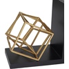 image:imageDeco 79 Stainless Steel Metal Geometric Decorative Bookends Overlapping Cube Non Skid Bookends with Black Bases Set of 2 Office Bookends8W 8H Gold