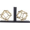 image:imageDeco 79 Stainless Steel Metal Geometric Decorative Bookends Overlapping Cube Non Skid Bookends with Black Bases Set of 2 Office Bookends8W 8H Gold