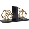 image:imageDeco 79 Stainless Steel Metal Geometric Decorative Bookends Overlapping Cube Non Skid Bookends with Black Bases Set of 2 Office Bookends8W 8H Gold