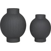 image:imageCosmoLiving by Cosmopolitan Ceramic Decorative Vase Ribbed Centerpiece Vases Set of 2 Flower Vases for Home Decoration 11 9H BlackBlack