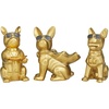image:imageCosmoLiving by Cosmopolitan Porcelain Ceramic Bulldog Decorative Sculpture Home Decor Statues with Sunglasses Set of 3 Accent Figurines 6W 10H Gold