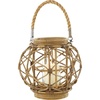 image:imageDeco 79 Round Brown Woven Rattan Lantern with Burlap Jute Rope Handle and Glass Insert 13 x 105Brown