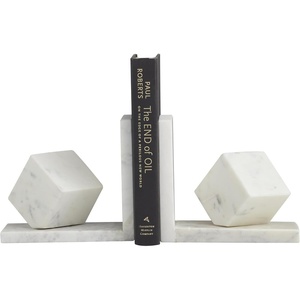 image:imageCosmoLiving by Cosmopolitan Marble Geometric Cube Bookends Set of 2 6W 6H White